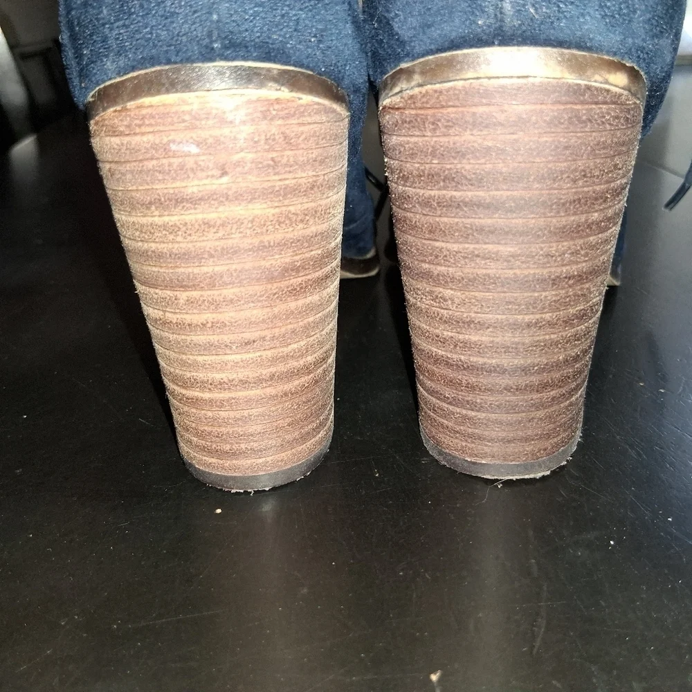 SM New York Blue Suede Boots     Size 7M